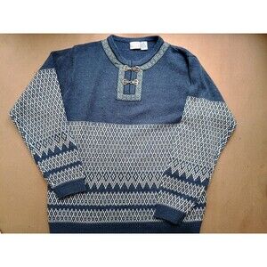 Vintage Hasting & Smith Nordic Wool Blend Sweater Unisex M Blue Scandinavian